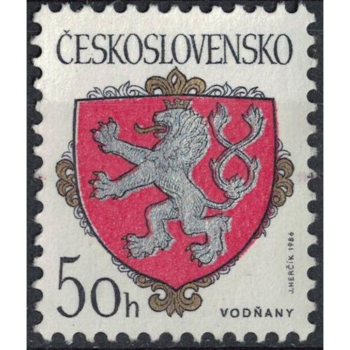 Tchécoslovaquie 1986 Oblitéré Used Coats Of Arms Blason Ville De Vodnany