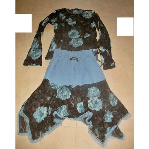 Ensemble Tunique Jupe Little Girls Fleurs Et Dentelle 8 Ans