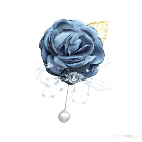 3 Boutonnière De Fleur De Mariage Pour Femme, Broche De Fleur Pour Fête, Anniversaire De Mariage, Bleu