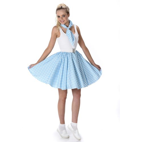 Déguisement Années 50 Bleu Clair À Pois Femme - Taille: S