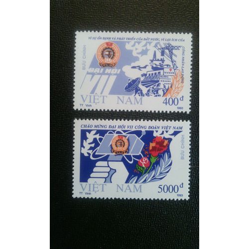 Timbre Vietnam Yt 2547 - 48 Séries: 7ème Congrès Du Syndicat Vietnamien 1993