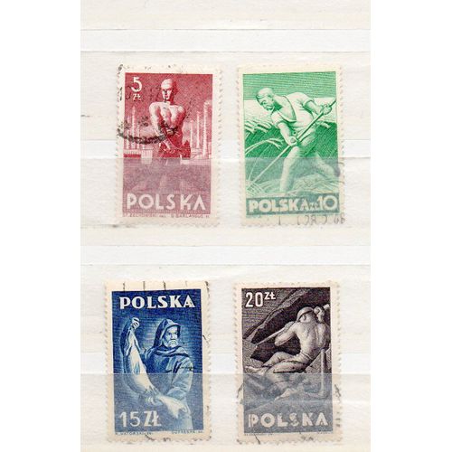 Pologne- Série De 4 Timbres Oblitérés- Métiers Divers