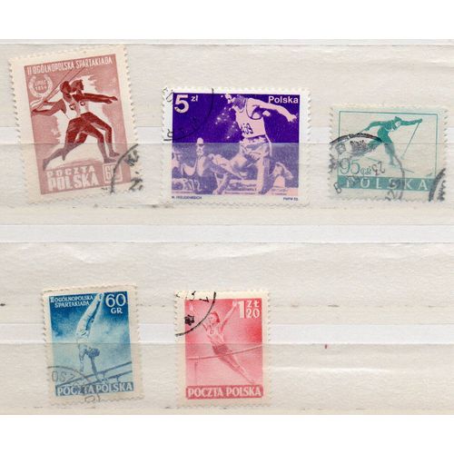 Pologne- Lot De 5 Timbres Oblitérés - Sports