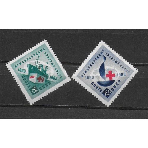 Russie 1963 : Centenaire De La Croix-Rouge Internationale : Navire-Hôpital / Emblême Du Centenaire - Série Entière De 2 Timbres Neufs *
