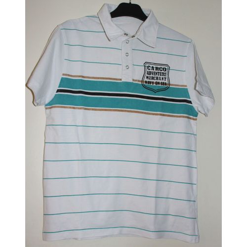 Polo Cargo Coton M Blanc Et Bleu Ciel