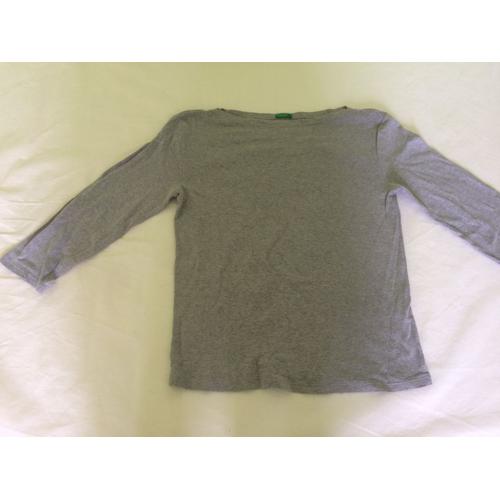 Tee-Shirt Manches Longues/ Sweat Benetton Taille S Gris