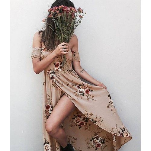 Robe Longue Beige Rosé Fleurie T 38/40/42