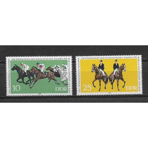 Allemagne Ddr 1979 : 30è Congrès International Sur L'élevage Des Chevaux Des Pays Socialistes, À Berlin : Course De Chevaux/Equitation De Haute École - Série Entière De 2 Timbres Neufs **