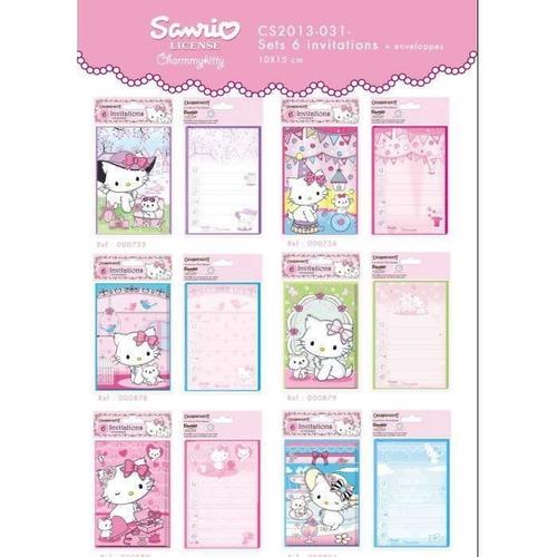 6 Cartes Invitation Charmmy Kitty Avec Enveloppe