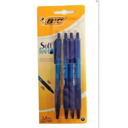 4 Stylos Bic Soft Feel Bleu