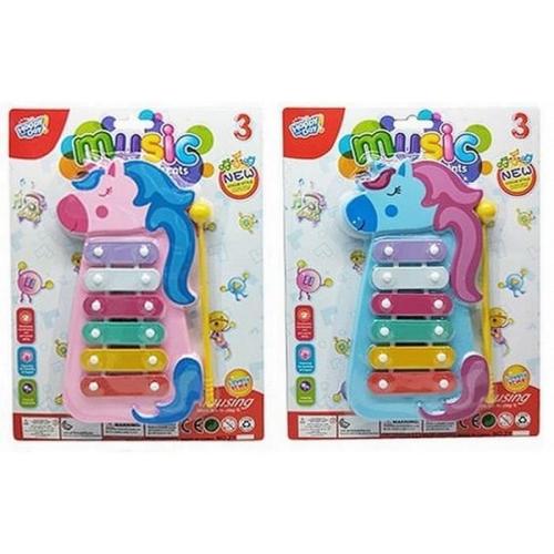 1 Xylophone Licorne 16 Cm 1 Baguette Metal Pvc Jouet Musical