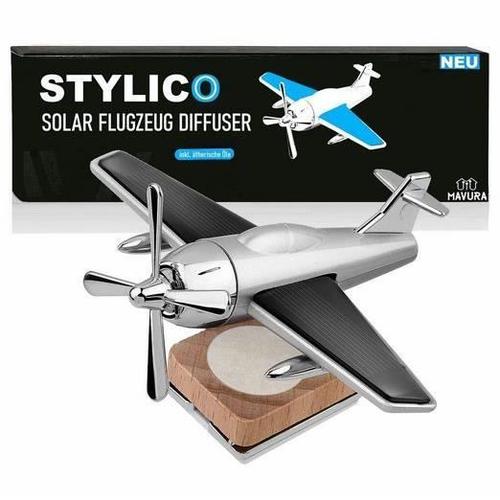 Mavura Purificateur D'air Stylico Désodorisant De Voiture Solaire Diffuseur D'avion + Parfum D'huiles Essentielles Mini Avion Solair 