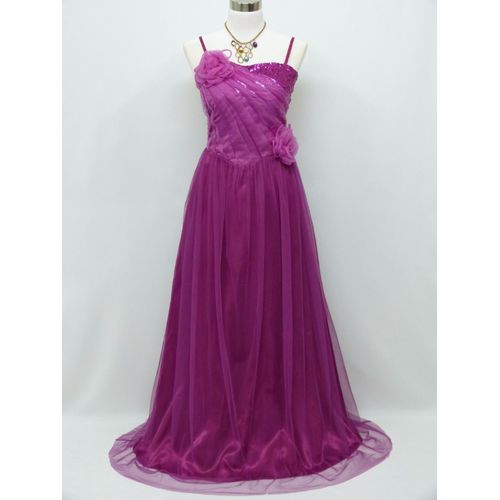 Satin &#43 Voile Neuf ! Robe Longue Rose T 42 / 44 Cérémonie Mariage Soirée Cockta