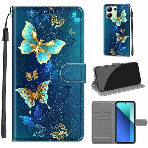 Saturcase Coque Pour Xiaomi Redmi Note 13 4g, Beau Pu Cuir Magnétique Flip Portefeuille Support Porte-Carte Dragonne Protecteur Housse Étui Pour Xiaomi Redmi Note 13 4g (Dy-21)