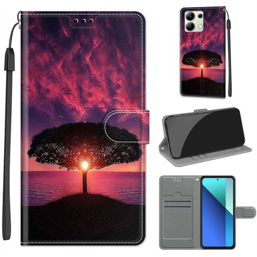 Saturcase Coque Pour Xiaomi Redmi Note 13 4g, Beau Pu Cuir Magnétique Flip Portefeuille Support Porte-Carte Dragonne Protecteur Housse Étui Pour Xiaomi Redmi Note 13 4g (Dy-25)