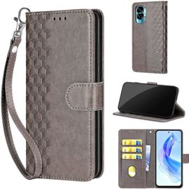 Saturcase Coque Pour Honor 90 Lite, Z-Cube Pu Cuir Magnétique Flip Portefeuille Support Porte-Carte Dragonne Protecteur Housse Étui Pour Honor 90 Lite (Zl-Gris)