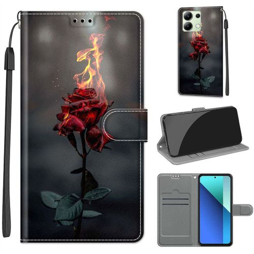 Saturcase Coque Pour Xiaomi Redmi Note 13 4g, Beau Pu Cuir Magnétique Flip Portefeuille Support Porte-Carte Dragonne Protecteur Housse Étui Pour Xiaomi Redmi Note 13 4g (Dy-29)