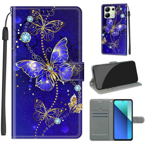Saturcase Coque Pour Xiaomi Redmi Note 13 4g, Beau Pu Cuir Magnétique Flip Portefeuille Support Porte-Carte Dragonne Protecteur Housse Étui Pour Xiaomi Redmi Note 13 4g (Dy-3)