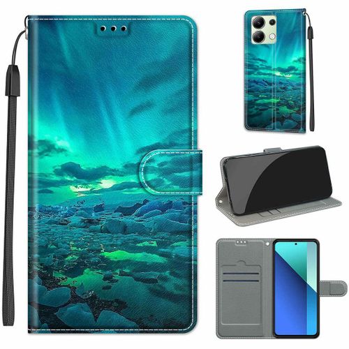 Saturcase Coque Pour Xiaomi Redmi Note 13 4g, Beau Pu Cuir Magnétique Flip Portefeuille Support Porte-Carte Dragonne Protecteur Housse Étui Pour Xiaomi Redmi Note 13 4g (Dy-7)