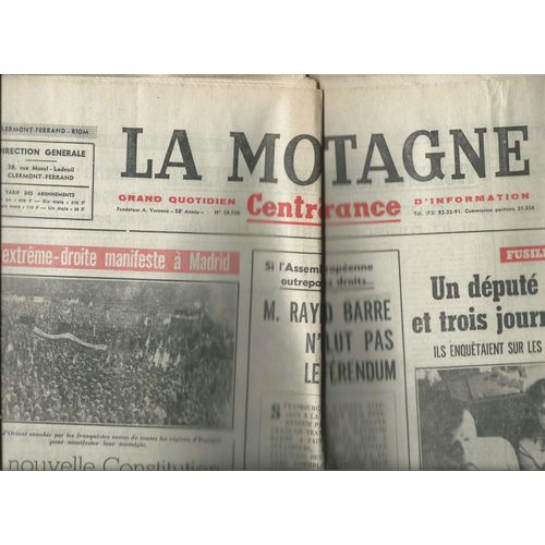 Journal La Montagne Centre France Du 20/11/1978 , Article Sans Photo Serge Lama, Publicité Citroën Visa Super N° 19735