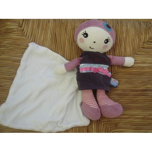 Doudou Lutin/Poupée/Fille Avec Mouchoir Rose/Violet/Parme/Violet/Mauve Sucre D'orge