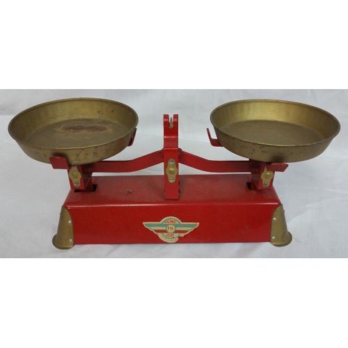 Ancienne Balance Jouet Type Roberval En Métal Avec Ses 2 Plateaux