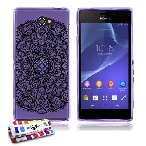 Coque Case Sony Xperia M2 " Dentelle Noire " Silicone Noir Rigide (Tpu)