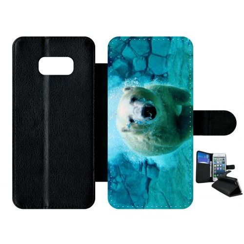 Etui À Rabat Galaxy S8+ - Gros Ours Blanc Plongee - Simili-Cuir - Noir