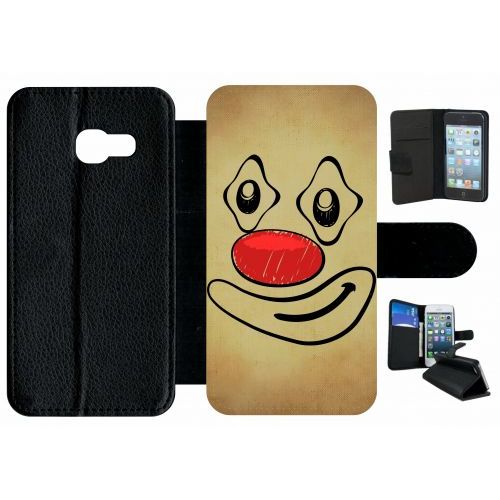 Etui À Rabat Galaxy A3 (2017) - Smiley Clown Nez Rouge - Simili-Cuir - Noir