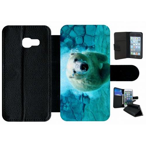 Etui À Rabat Galaxy A3 (2017) - Gros Ours Blanc Plongee - Simili-Cuir - Noir