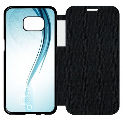 Etui Flip Flap Galaxy S7 Edge - Forme Bleu Arrondi - Simili-Cuir - Noir