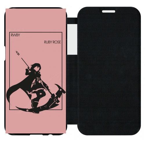 Etui Flip Flap Galaxy S7 Edge - Rwby Rose - Simili-Cuir - Noir