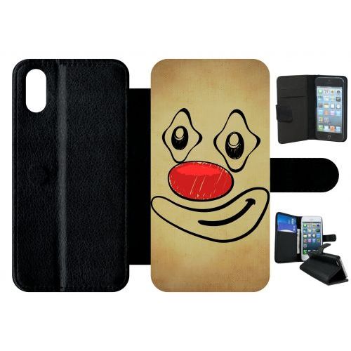 Etui À Rabat Iphone Xs - Smiley Clown Nez Rouge - Simili-Cuir - Noir