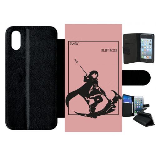 Etui À Rabat Iphone Xs - Rwby Rose - Simili-Cuir - Noir