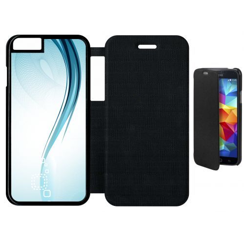 Etui Flip Flap Iphone 6 - Forme Bleu Arrondi - Simili-Cuir - Noir