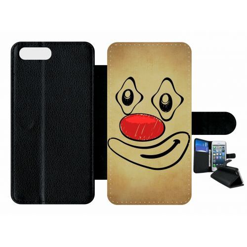 Etui À Rabat Iphone 7+ - Smiley Clown Nez Rouge - Simili-Cuir - Noir