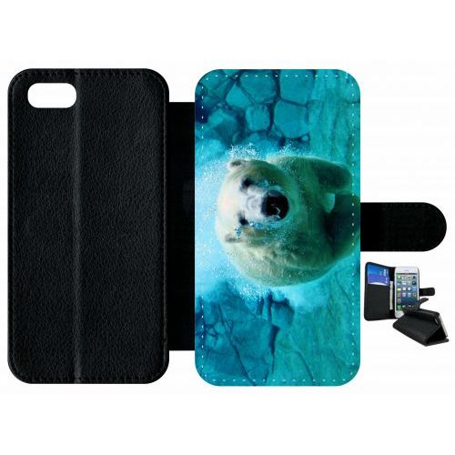 Etui À Rabat Iphone Se 2022 - Gros Ours Blanc Plongee - Simili-Cuir - Noir