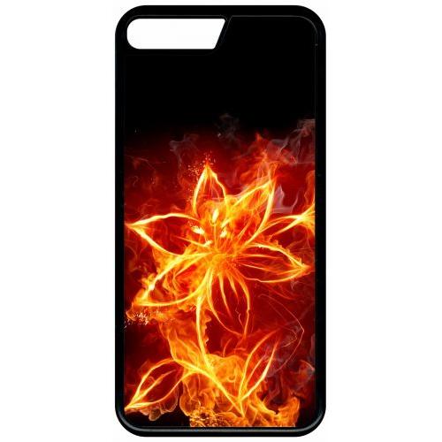 Coque Iphone 8+ - Fleur En Feu Fire Flowers - Noir