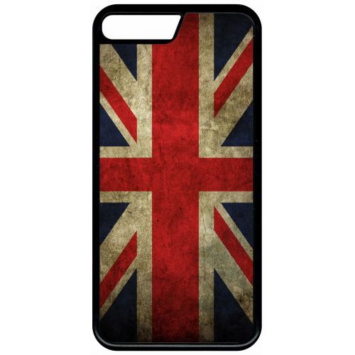 Coque Iphone 8+ - Drapeau Uk Royaume Uni Grunge Flag - Noir