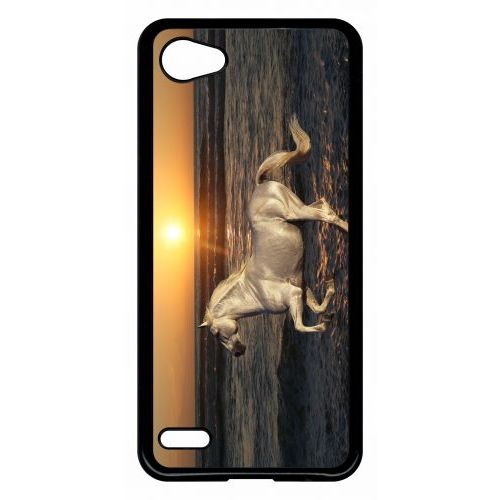 Etui À Rabat Galaxy S9 - Cheval Blanc Couché De Soleil Sur La Plage - Simili-Cuir - Noir