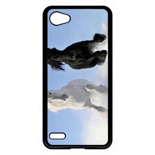 Etui À Rabat Galaxy S9 - Chevaux Blanc Et Noir Dans La Neige - Simili-Cuir - Noir