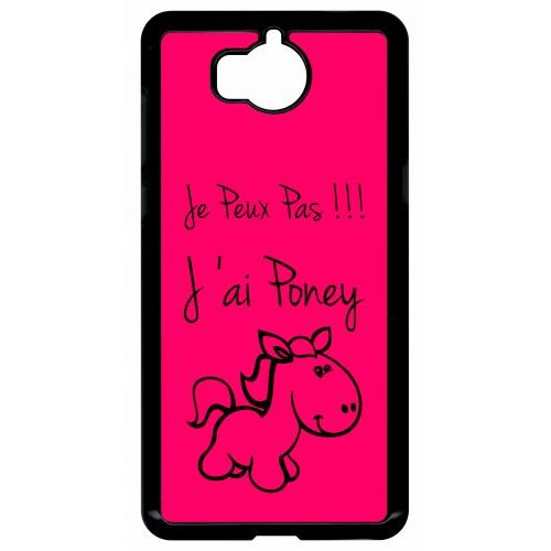 Coque Pour Smartphone - Citation Poney Rose - Compatible Avec Huawei Y5 (2017) - Plastique - Bord Noir