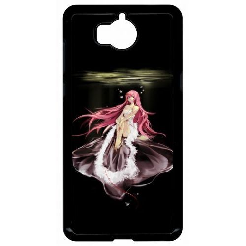 Coque Pour Smartphone - Manga Fille Cheveux Rose - Compatible Avec Huawei Y5 (2017) - Plastique - Bord Noir