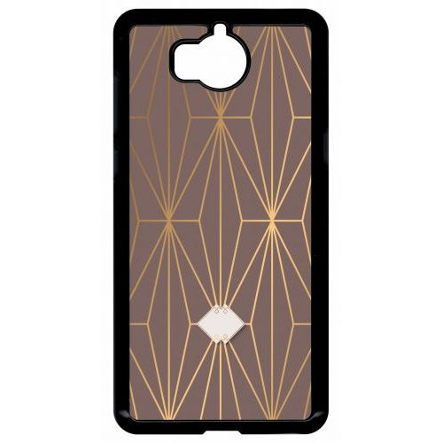 Coque Pour Smartphone - Losange Geometrique Beige Et Or - Compatible Avec Huawei Y5 (2017) - Plastique - Bord Noir