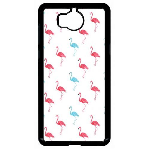 Coque Pour Smartphone - Flamand Rose - Compatible Avec Huawei Y5 (2017) - Plastique - Bord Noir