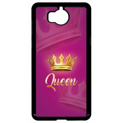 Coque Pour Smartphone - Queen Fond Rose - Compatible Avec Huawei Y5 (2017) - Plastique - Bord Noir