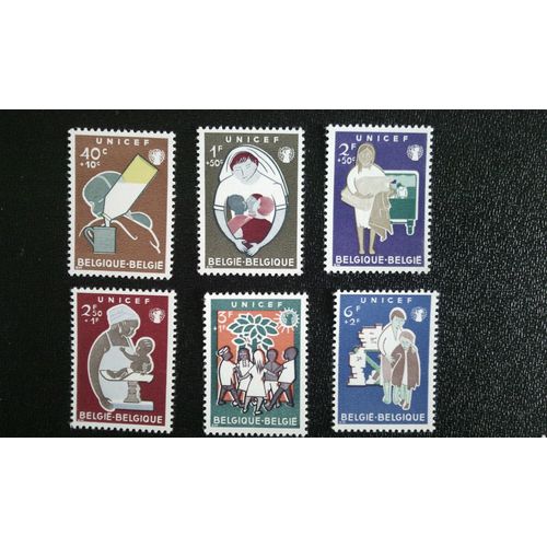 Timbre Belgique Yt 1153 A 1158 Séries: Unicef 1960