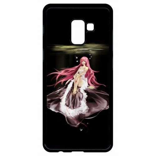 Coque Galaxy A8+ (2018) - Manga Fille Cheveux Rose - Noir