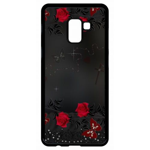 Coque Galaxy A8+ (2018) - Roses Gothic Chapelet - Noir