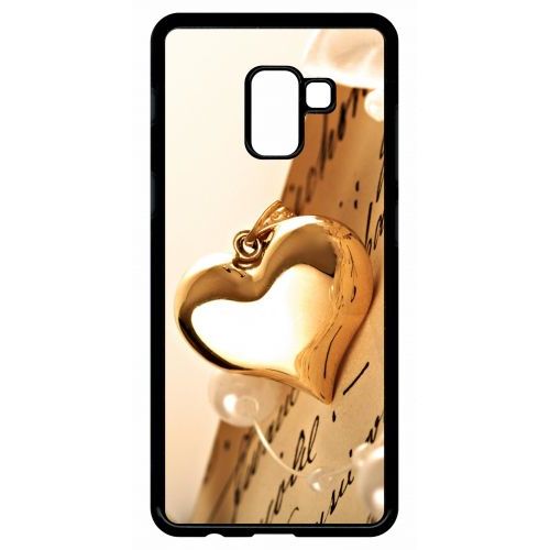 Coque Galaxy A8+ (2018) - Coeur D'or Sur Livre - Noir